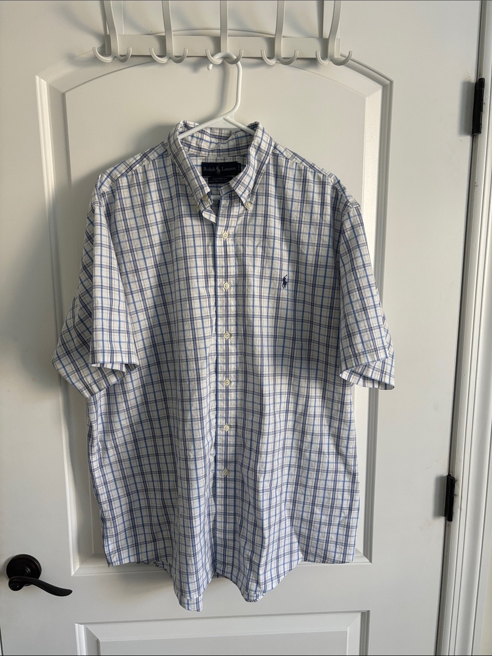 Ralph Lauren Blue Plaid Button Down Shirt Men’s XXL 2 Ply Cotton